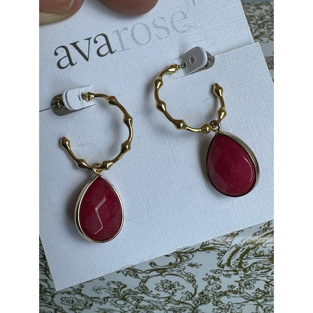 BOGO FREE AVA ROSE NEW STONE EARRINGS HOOPS
